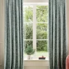 Twilight Ditsy Set of 2 Duck Egg Blackout Pencil Pleat Curtains