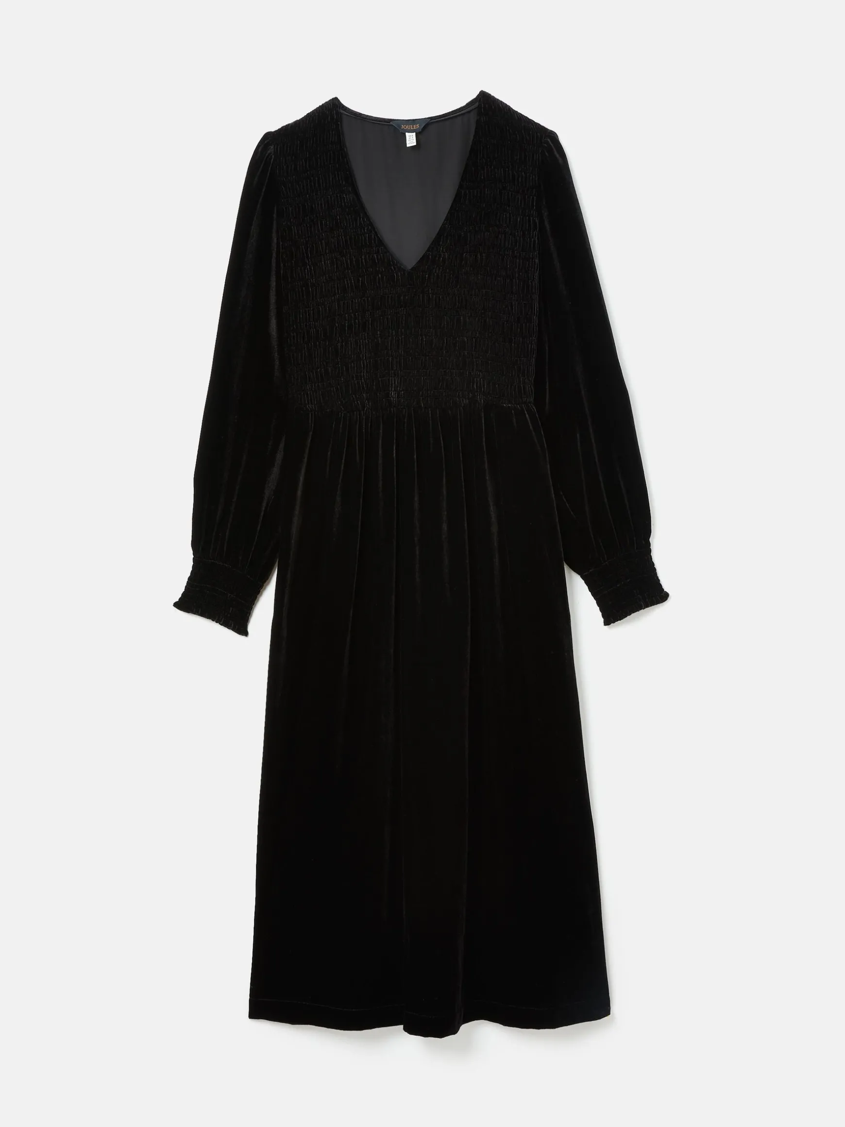 Vanessa Black Velvet Shirred Dress