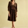 Vanessa Floral Velvet Shirred Dress