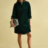 Velvet Marlowe Green Nehru Collar Shirt Dress