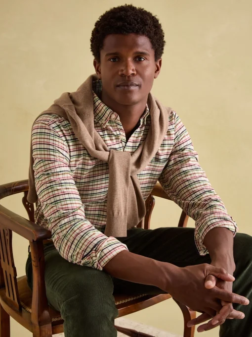 Welford Cream Multi Cotton Check Shirt