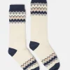 Women's Chalet Cream Fair Isle Fleece Lined Socks (size 4-8)