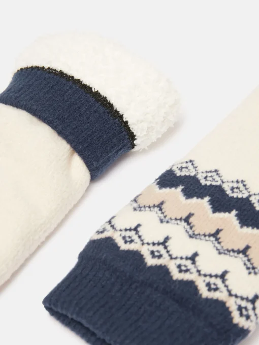 Women's Chalet Cream Fair Isle Fleece Lined Socks (size 4-8)