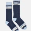 Women's Chalet Navy Fair Isle Fleece Lined Socks (size 4-8)