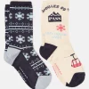 Women's Everyday Cream/Navy 2 Pack Socks (size 4-8)