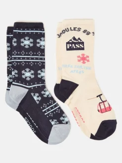 Women's Everyday Cream/Navy 2 Pack Socks (size 4-8)