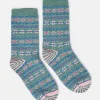 Women's Lucille Green Fair Isle Boot Socks (size 4-8)