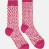 Women's Toasty Bright Pink Cosy Geometric Socks (size 4-8)