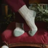 Women's Toasty Khaki Green Cosy Geometric Socks (size 4-8)